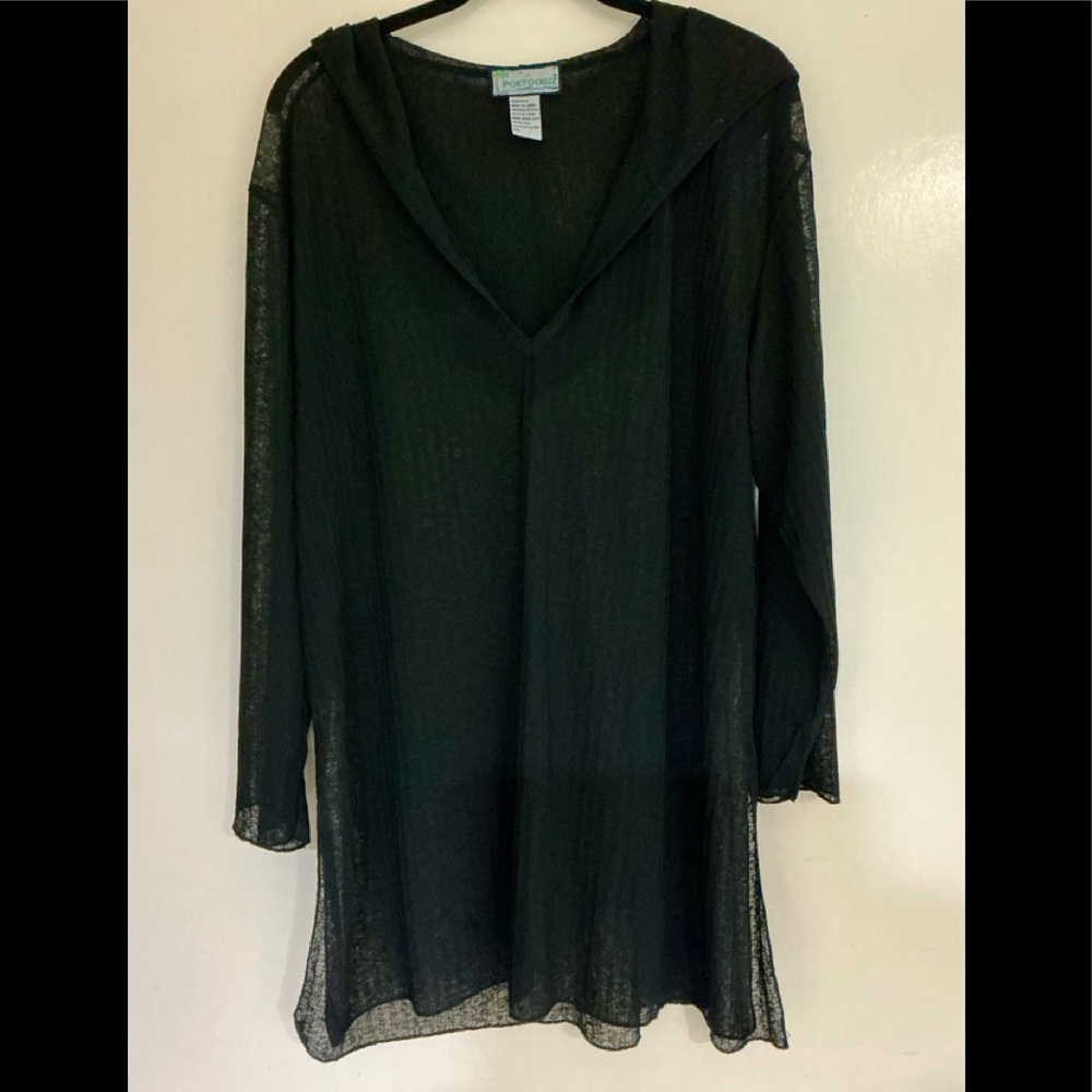 PORTOCRUZ black gauze beach cover up size M used twice
